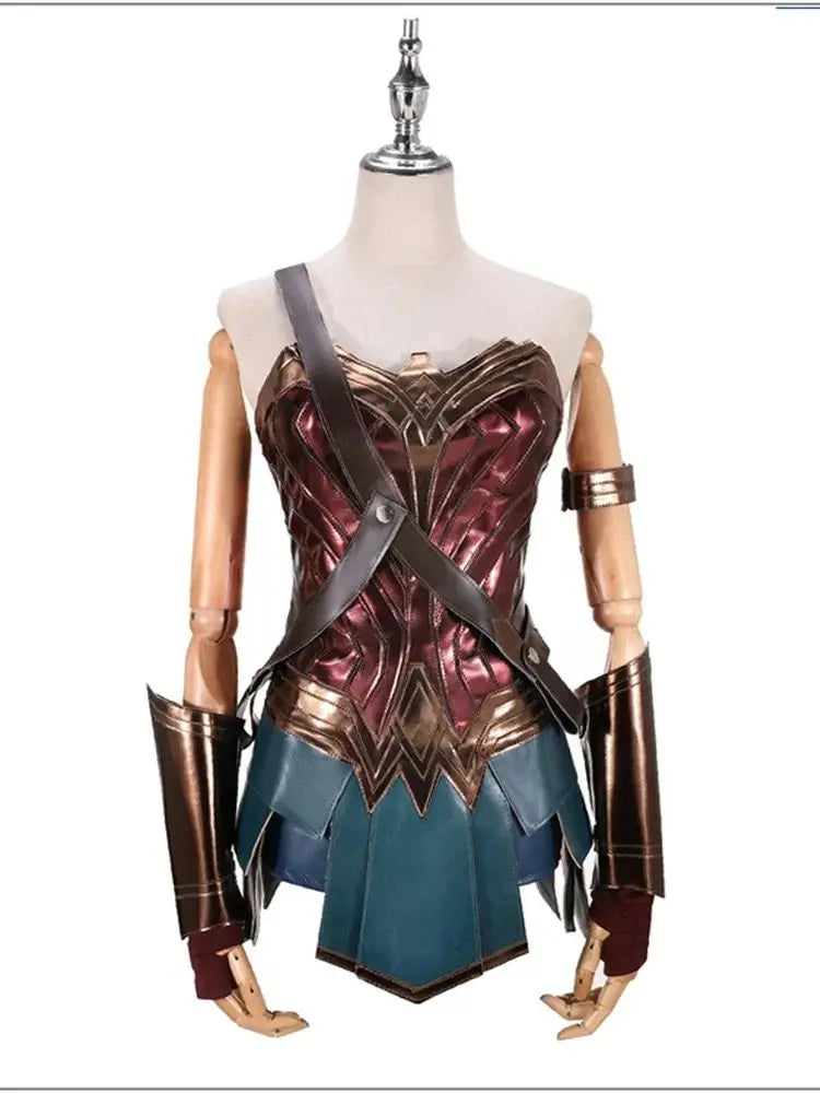 Diana cosplay costume for women featuring armored bodice and accessories