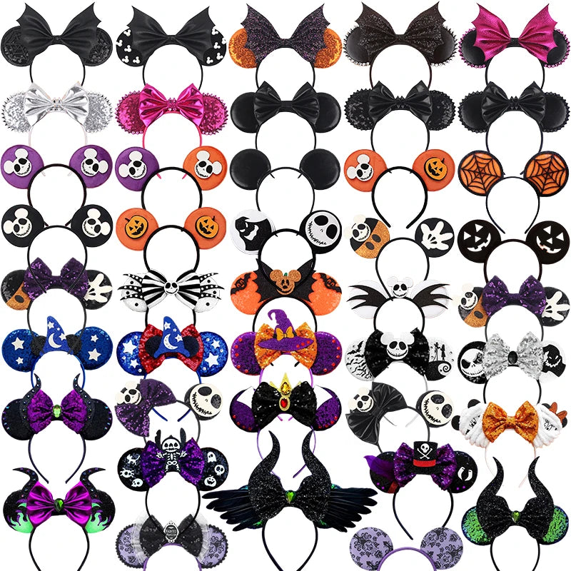 Variety of Disney Halloween ear headband designs featuring vibrant colors and spooky themes
