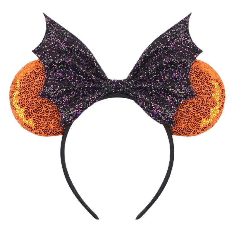 Disney Halloween ear headband featuring bat wings and orange sequin ears for festive celebrations