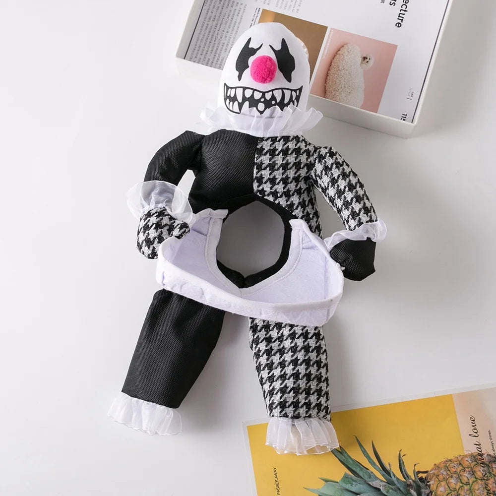 Clown-themed dog and cat party costume set with playful designs and ruffled details