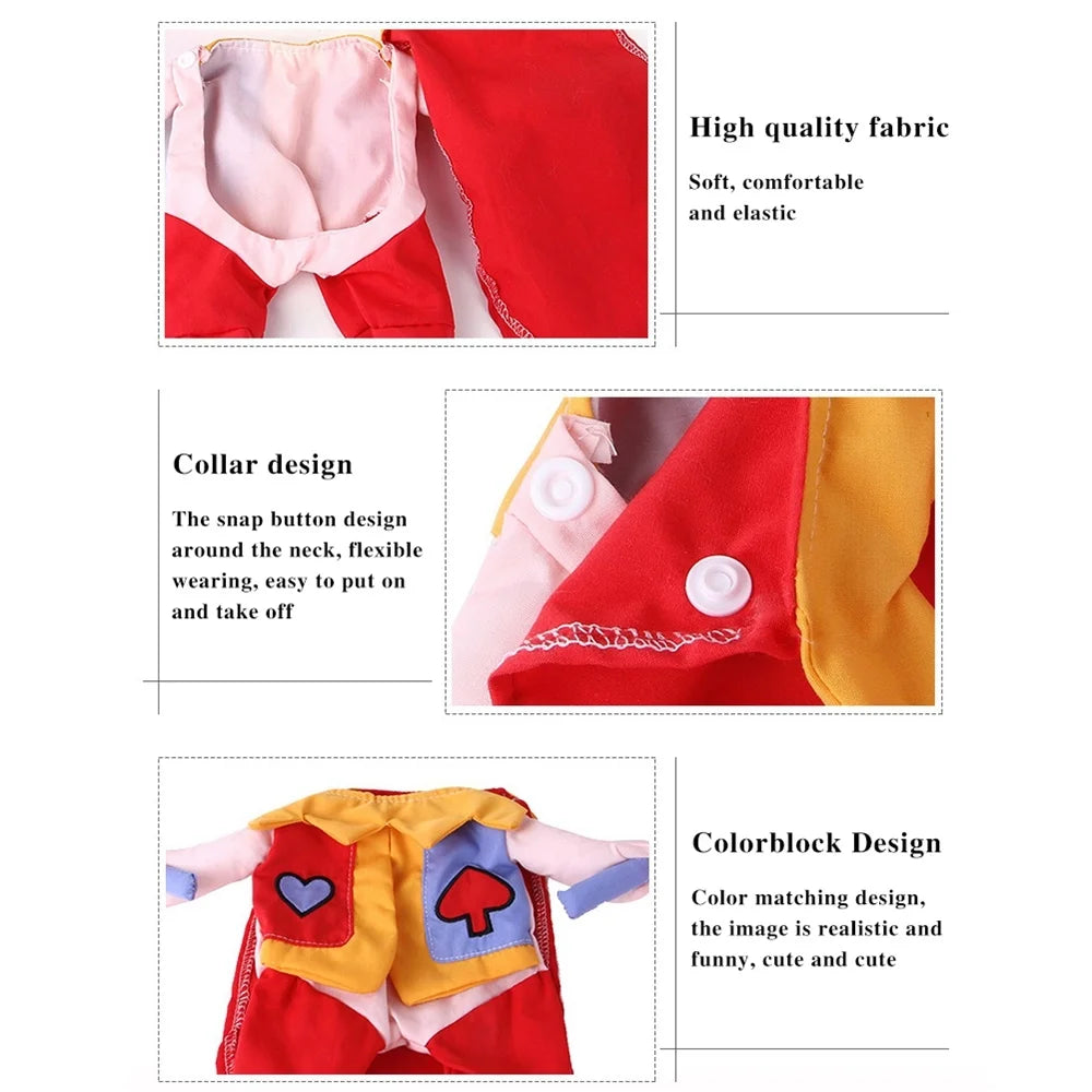 Dog and cat party costume set with colorful design, soft fabric, and snap button collar for easy wear