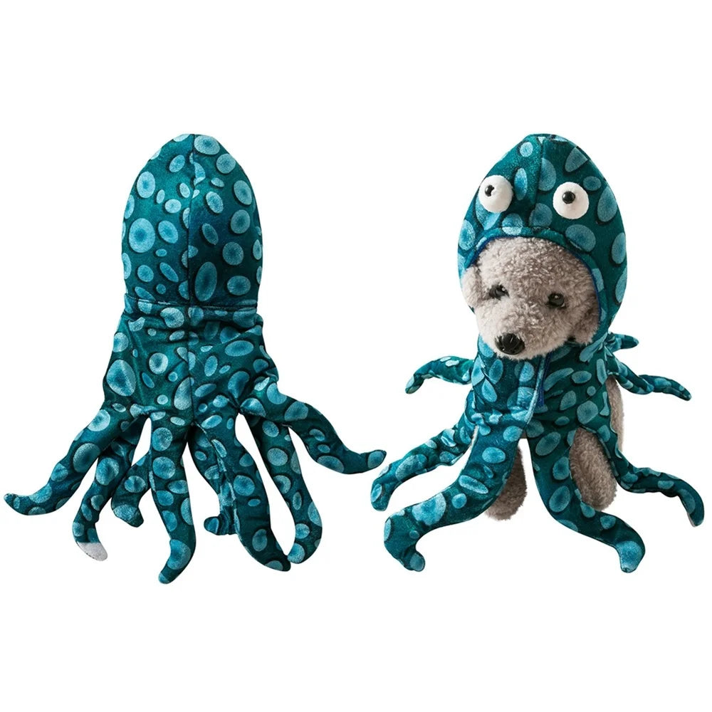 Teal octopus dog costume from Zoomies & Co for a fun dog and cat party costume set