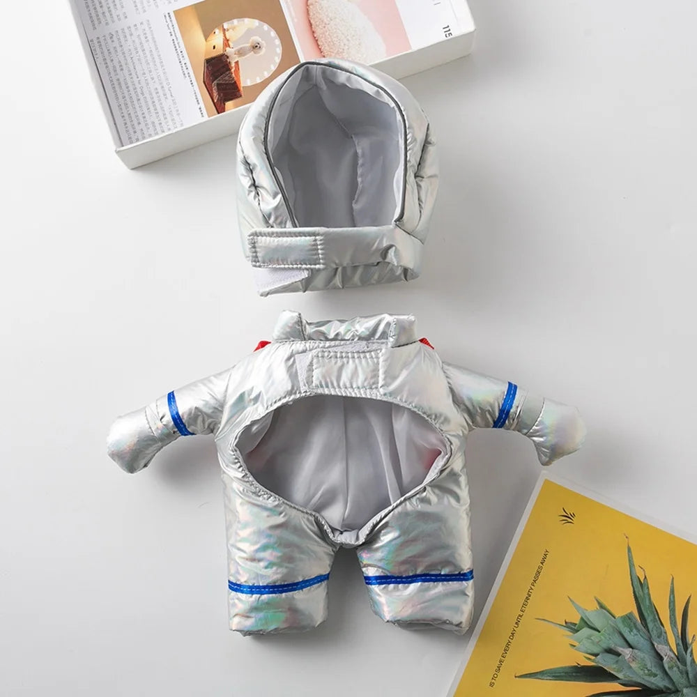 Shiny astronaut dog and cat party costume set with detachable helmet for festive pet celebrations