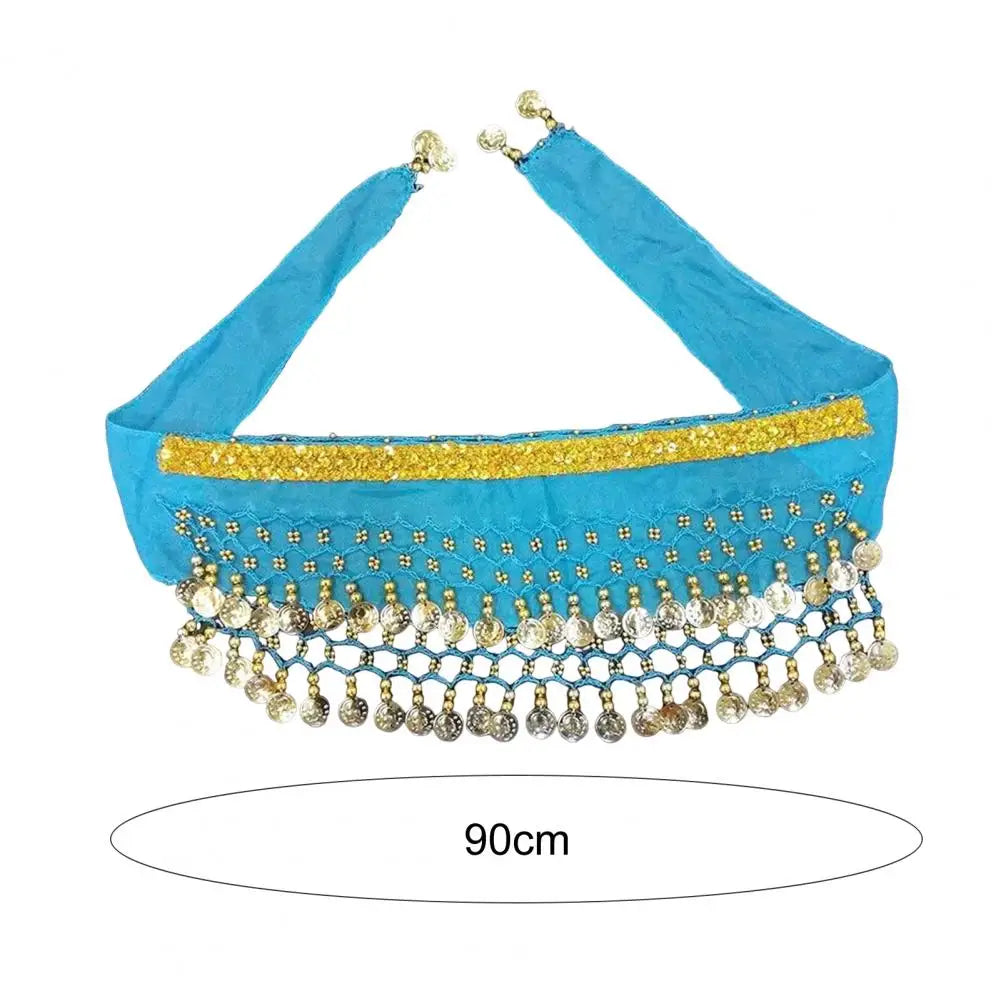 Turquoise dog belly dance costume with gold accents and decorative beads for festive pet occasions