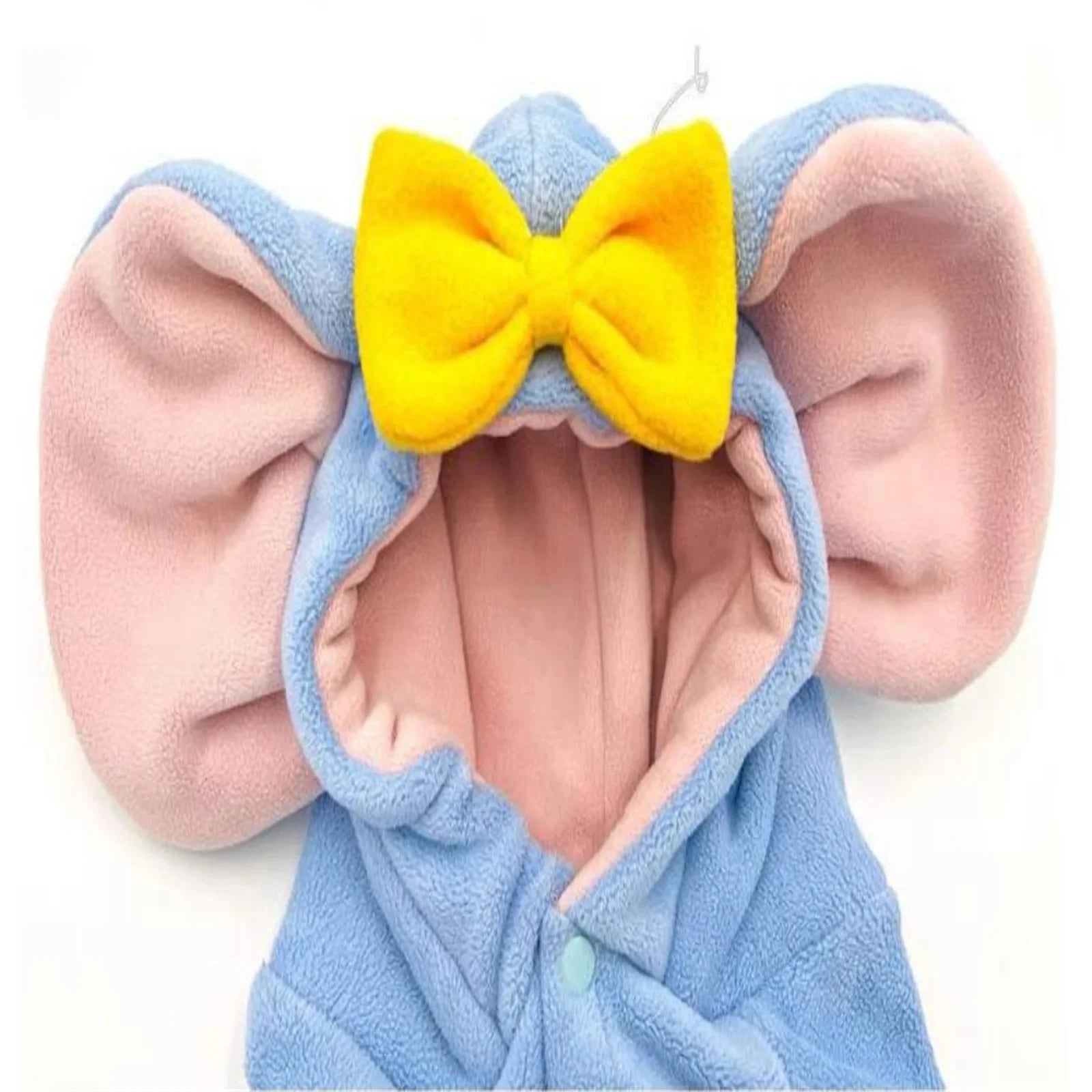 Cute dog elephant costume with large ears and a yellow bow for playful pets