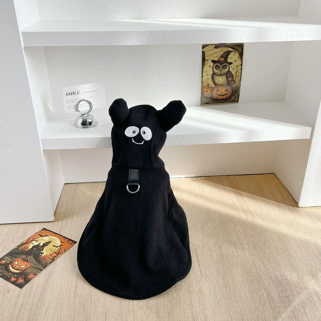 Cute dog Halloween ghost cape from Zoomies & Co with playful ears and a friendly face