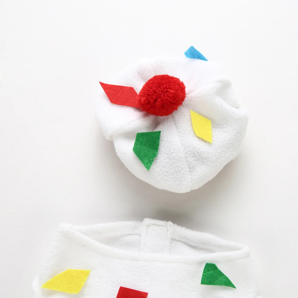 Dog kimono chef costume with colorful felt toppings and a chef hat for playful pet outings