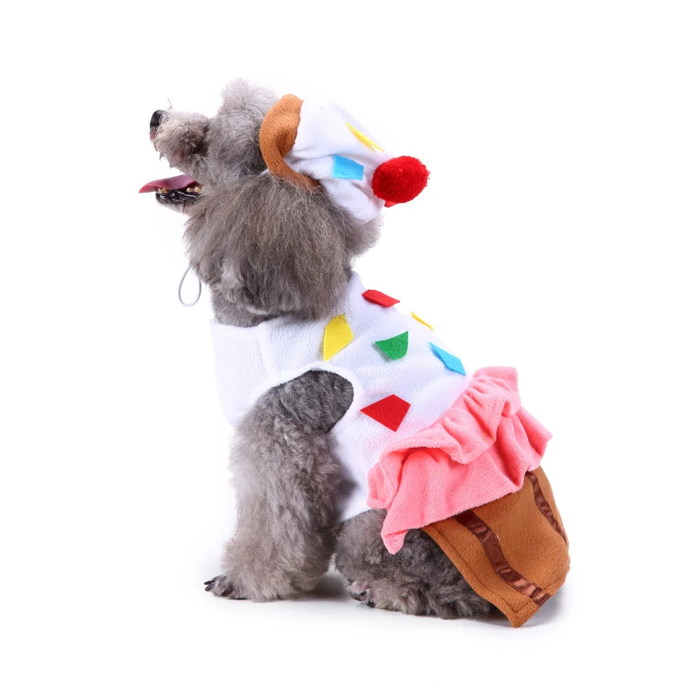 Adorable dog kimono chef costume with colorful toppings and a playful hat for pets