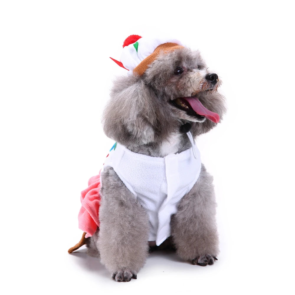 Adorable dog kimono chef costume with a chef hat, perfect for pet fashion and themed parties