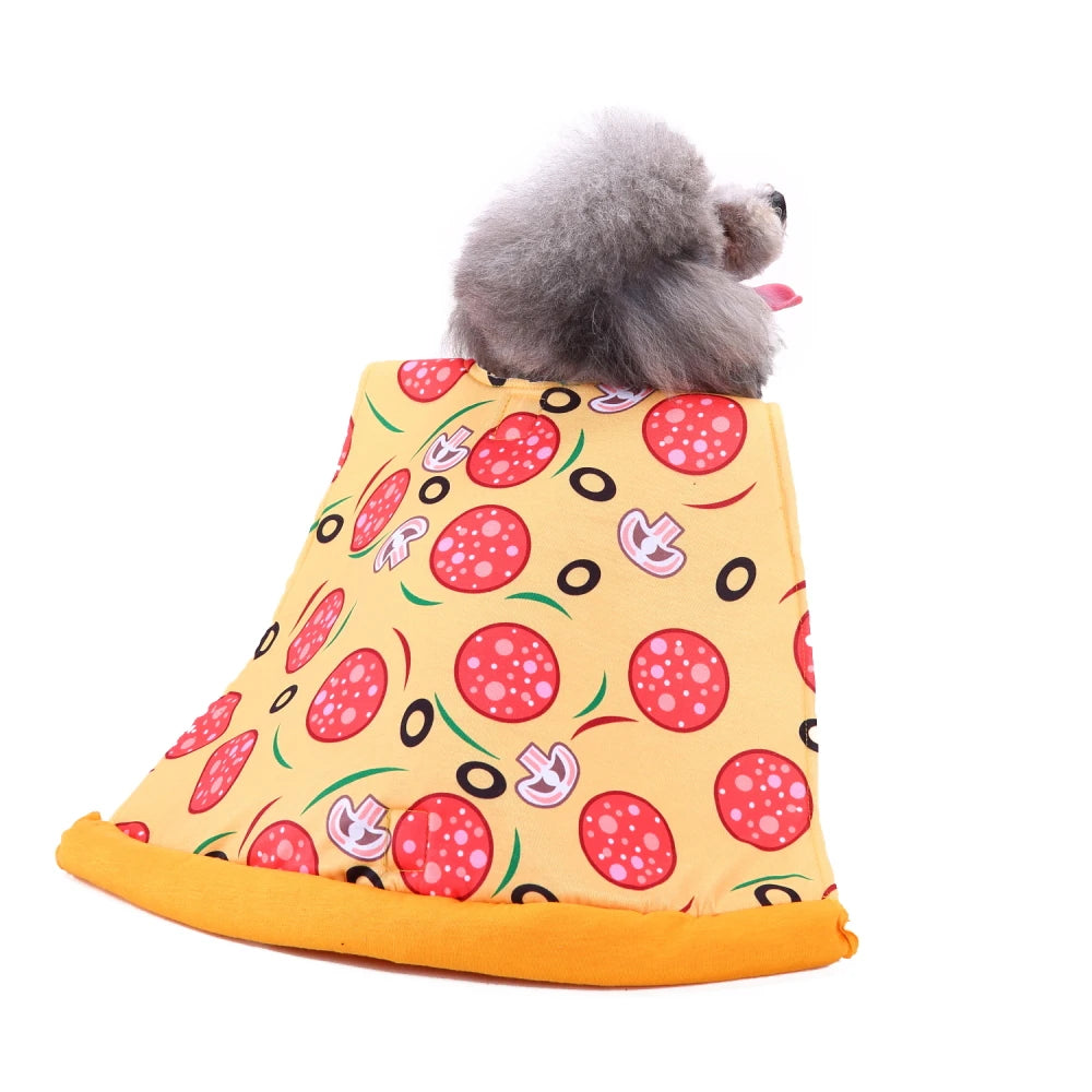 Cute dog kimono chef costume with pizza and toppings print, perfect for pets who love to dress up