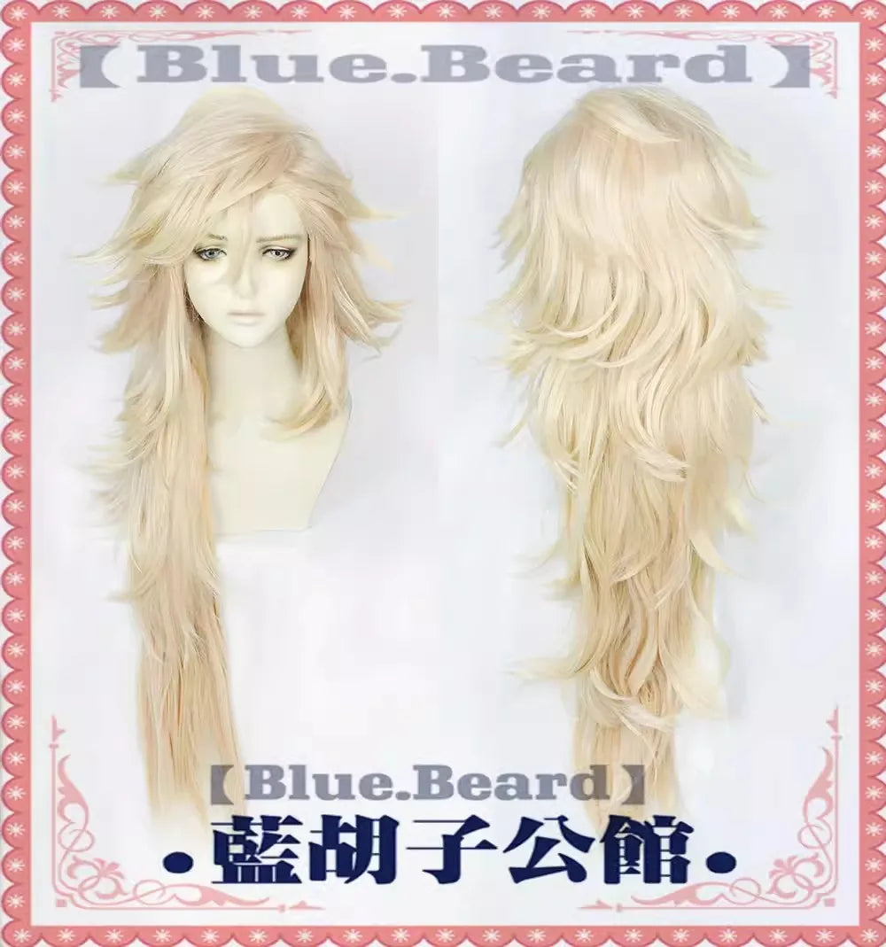 Blonde wig for Douma cosplay folding fan, featuring long, layered strands for an authentic look