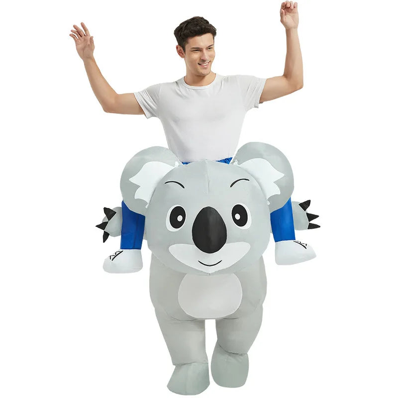 Fun and playful koala costume for adult men with padded design and realistic features