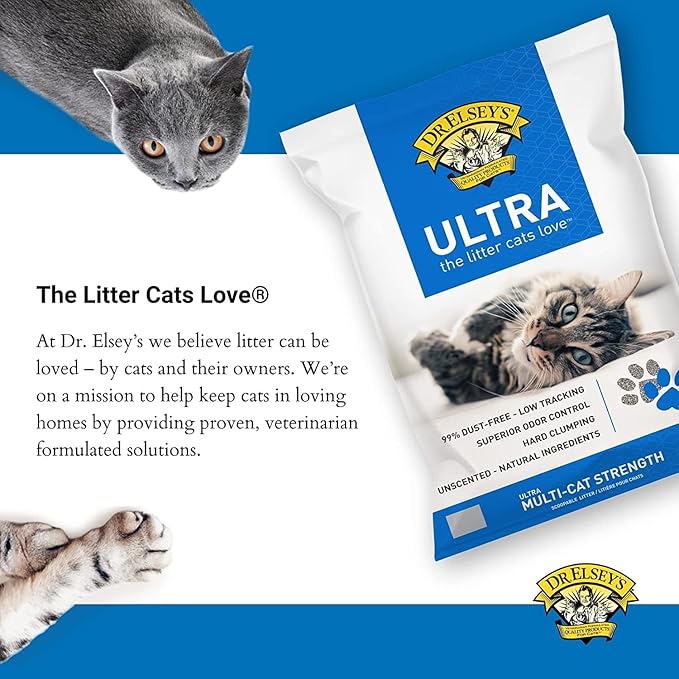 Dr. Elsey's Ultra Low Dust Odor Control Cat Litter with Natural Formulation for Multi-Cat Homes