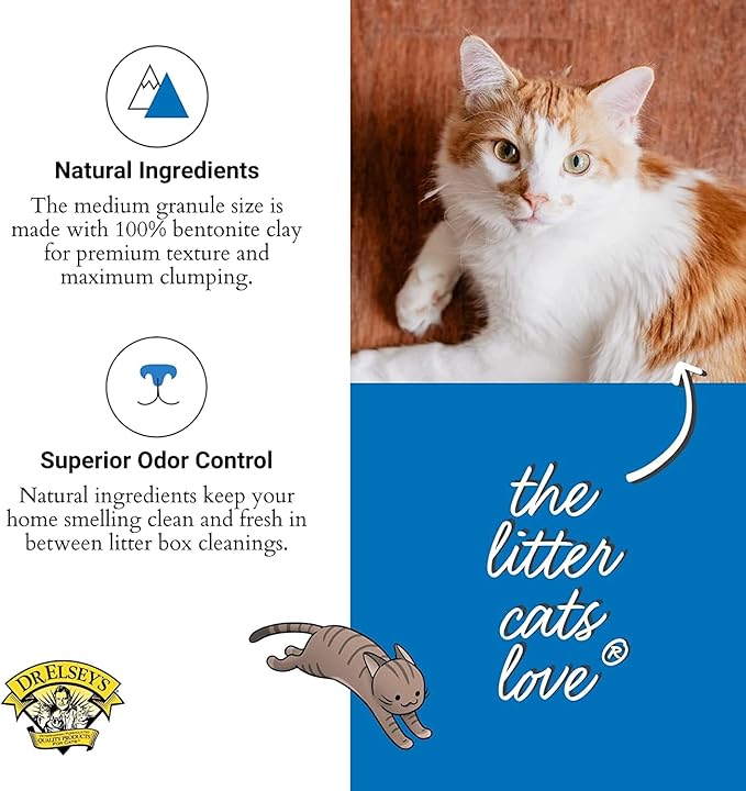 Dreley's low dust odor control cat litter with natural ingredients for superior clumping and odor management