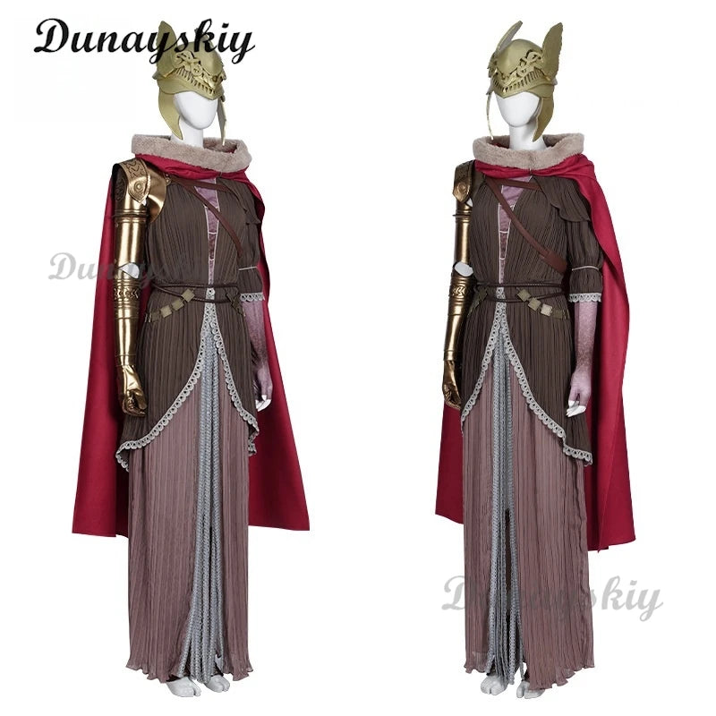 Elden Ring Malenia dress full set with ornate armor, cloak, and distinctive headpiece for cosplay enthusiasts