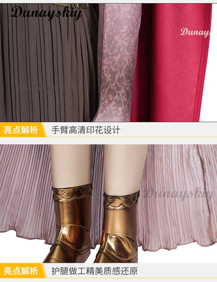 Elden Ring Malenia dress full set featuring intricate designs and elegant pleats with detailed accessories