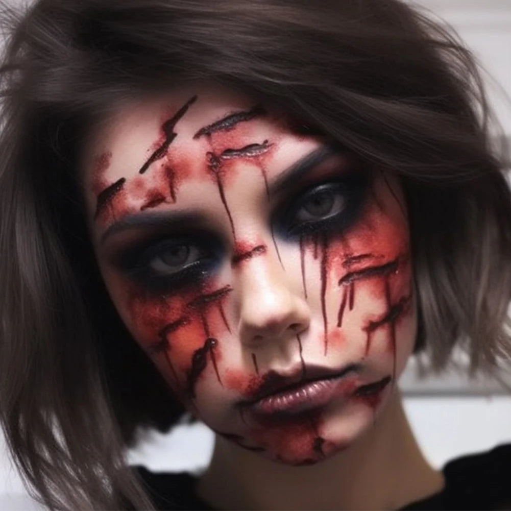 Realistic Halloween makeup using fake blood for pets Halloween cosplay for a spooky look