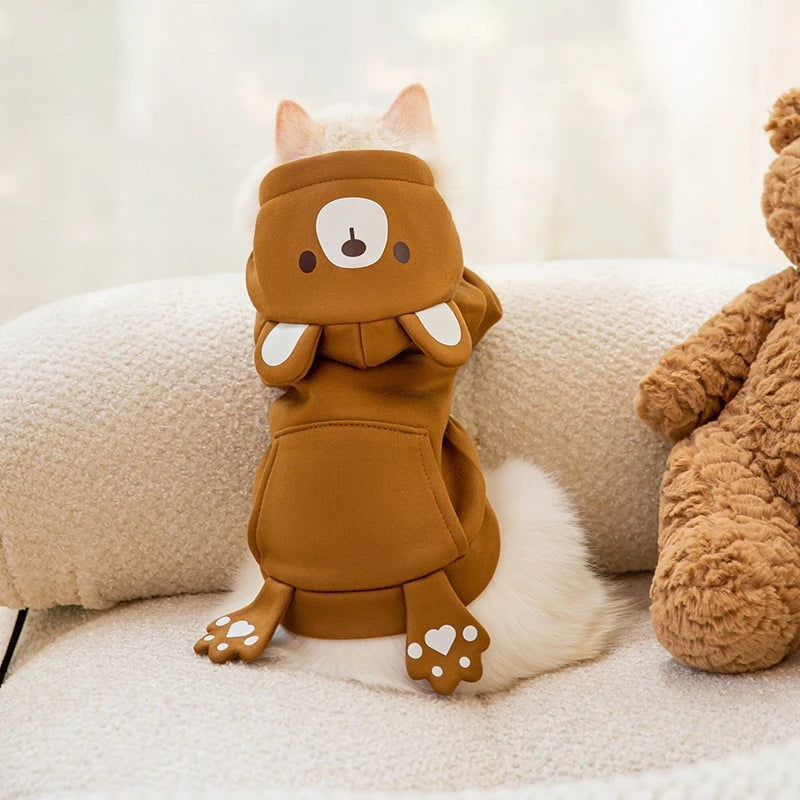 Cute dog wearing a bear-themed funny animal costume for pets, perfect for playful occasions