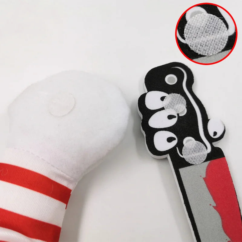 Funny cat Halloween costume accessory with red and white striped arm and claw details