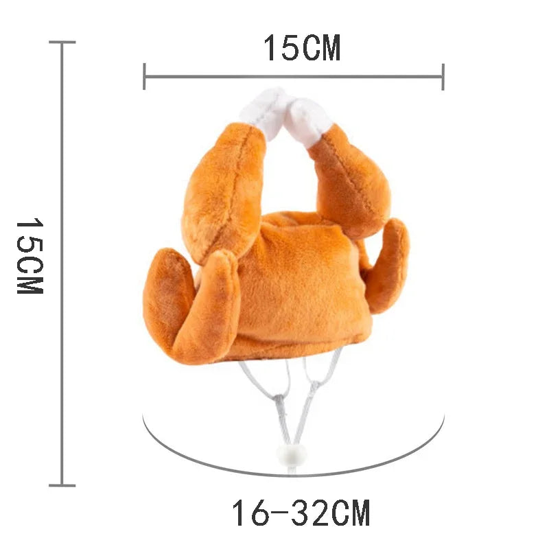 Funny cat hats for costumes shaped like a Thanksgiving turkey with adjustable straps for pets