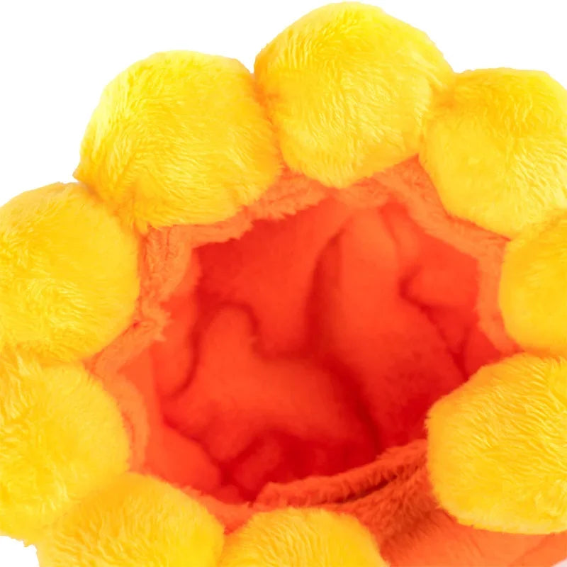 Bright yellow funny cat hats for costumes with soft pom-poms for playful pets