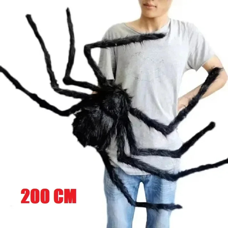 Giant Halloween spider decoration measuring 200 cm, perfect for scary holiday displays