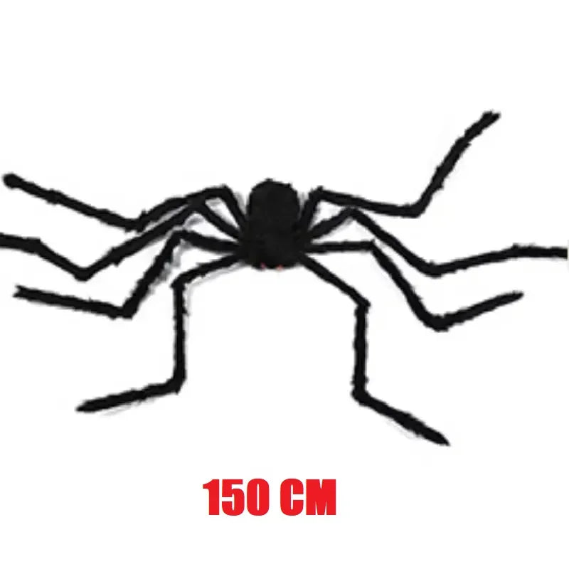 Giant Halloween spider decoration in black, measuring 150 cm with long legs for spooky decor