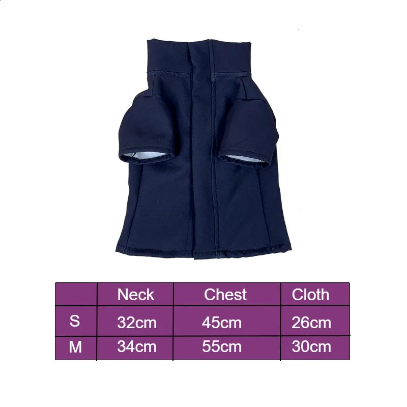 Gojo Satoru cat cosplay costume in navy with detailed cut and sizing chart for cats