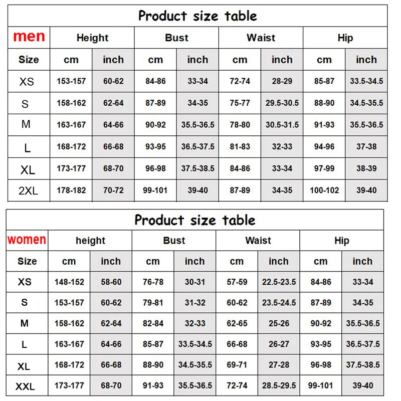 Product size chart for Gold Ship uniform suit for cosplayers showing measurements for men and women