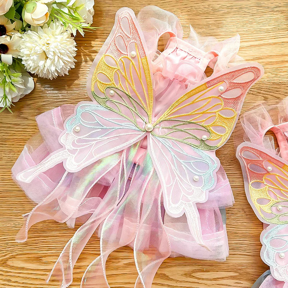 Gorgeous puppy butterfly skirt in pastel colors with butterfly design and tulle details for stylish pets