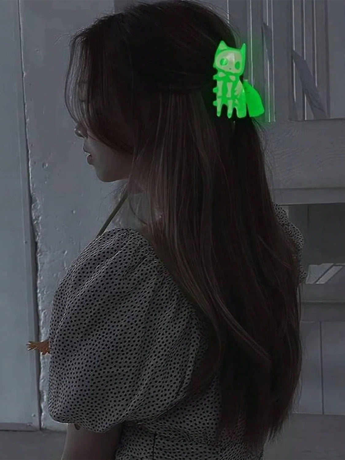 Glow in the dark Halloween acrylic skull hair accessory for festive hairstyles