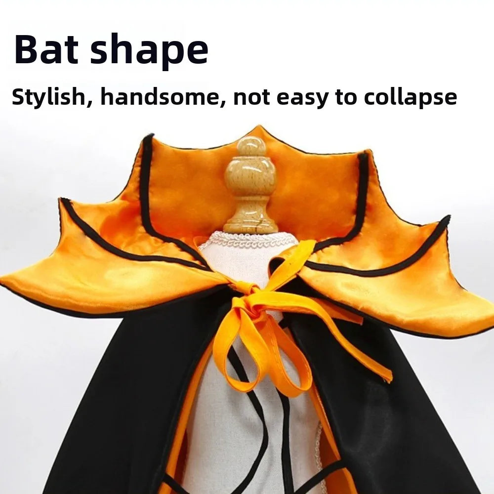 Halloween cat costume bat cloak featuring a stylish bat shape with orange and black colors