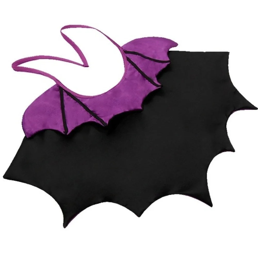 Halloween cat costume bat cloak in purple and black for festive pet dress-up