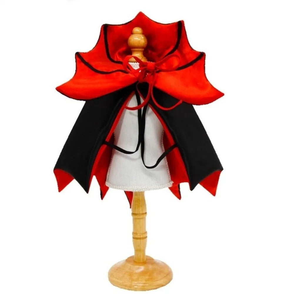 Halloween cat costume bat cloak in black and red with stylish bat-wing design for pets