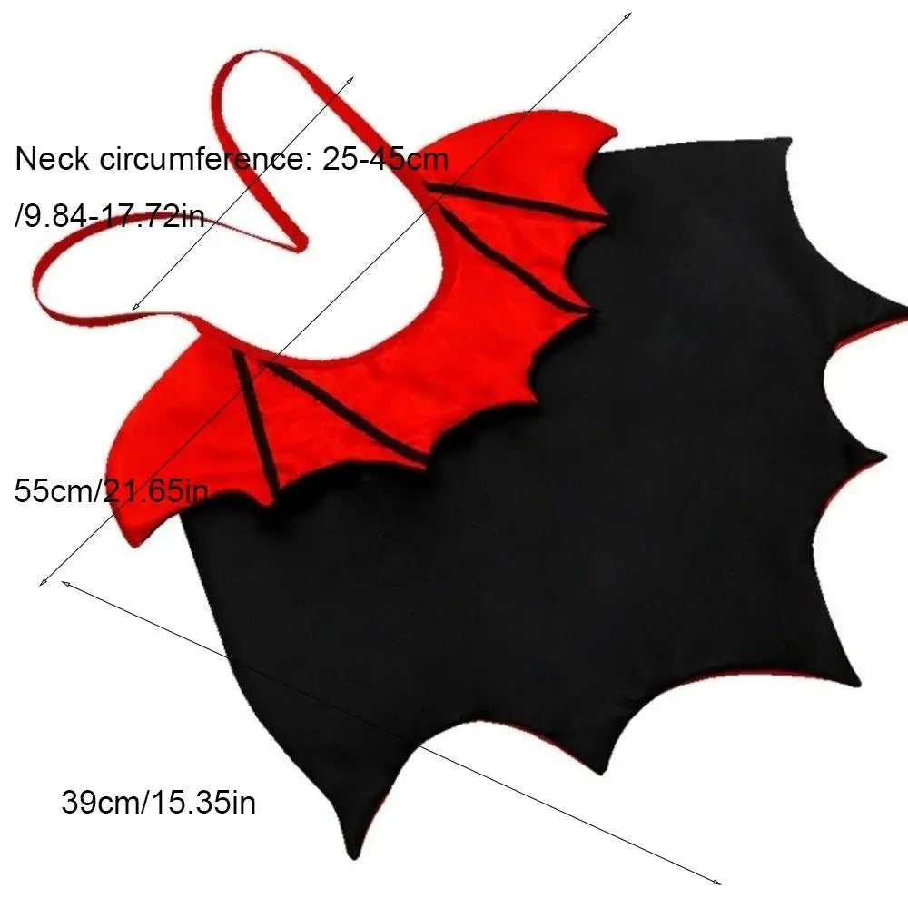 Zoomies & Co Halloween cat costume bat cloak in black and red with adjustable neck strap for pets