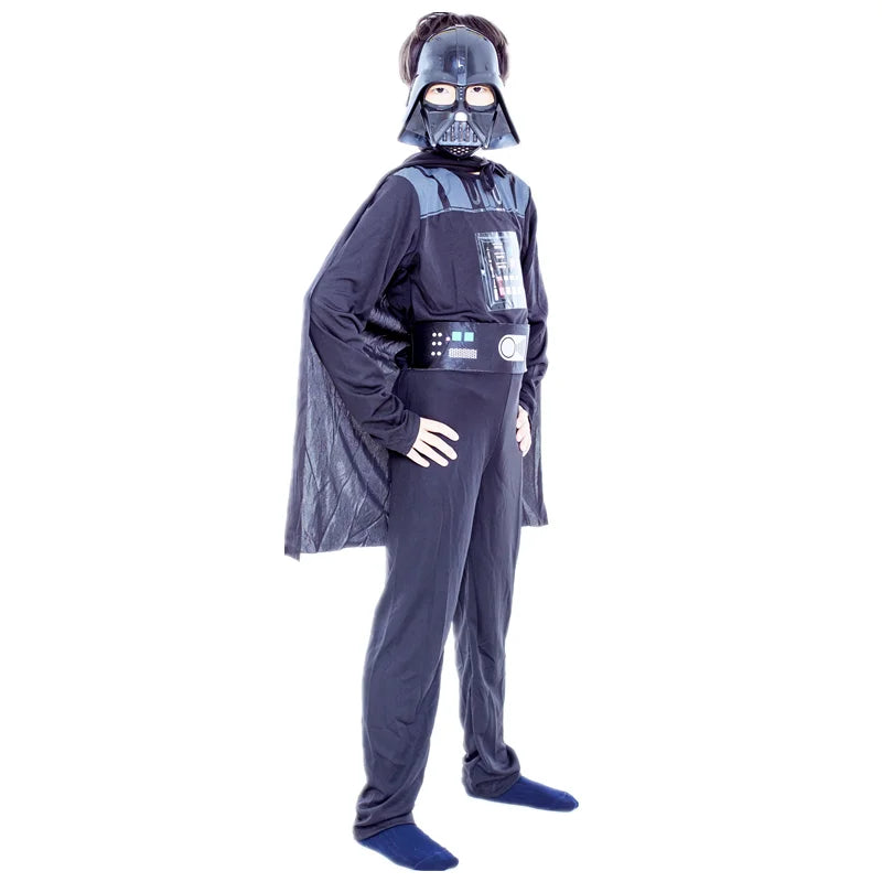 Halloween Darth Vader Costume for kids featuring a cape and mask for a complete look