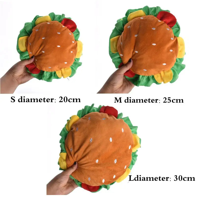 Halloween dog burger costume in three sizes for pets celebrating Halloween in style