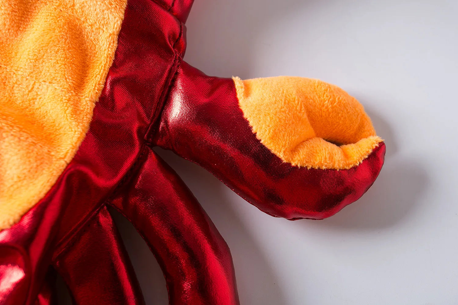 Zoomies & Co Halloween dog crab costume with shiny red and orange fabric claws