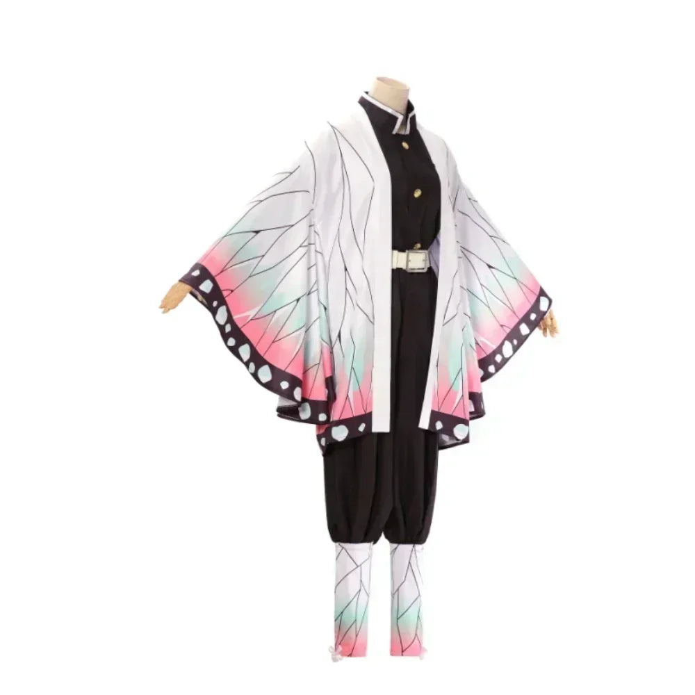 Halloween Kochou Shinobu wig and haori costume set for anime fans, featuring elegant butterfly design