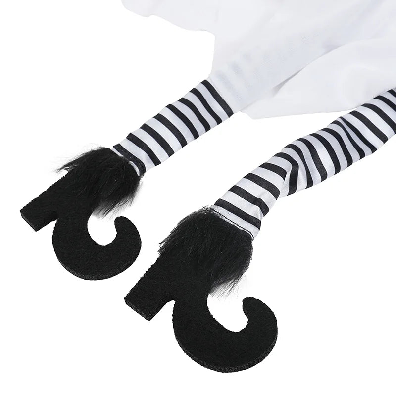 Halloween LED witch ghost decorations with striped arms and black claws for festive decor