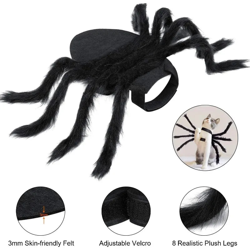 Halloween spider costume for pets with soft felt and adjustable Velcro for a comfortable fit