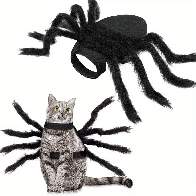 Halloween spider costume for pets featuring furry spider legs for a playful pet look