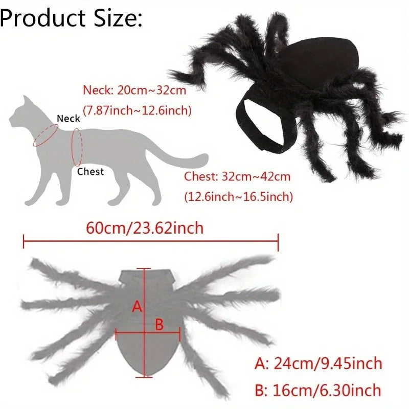 Halloween spider costume for pets with adjustable neck and chest sizes for comfort