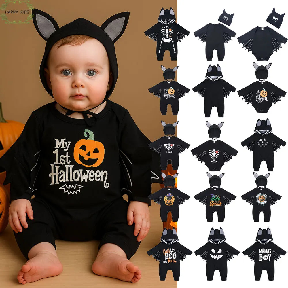 Adorable BABY vampire costume jumpsuit with cute bat wings for Halloween celebrations