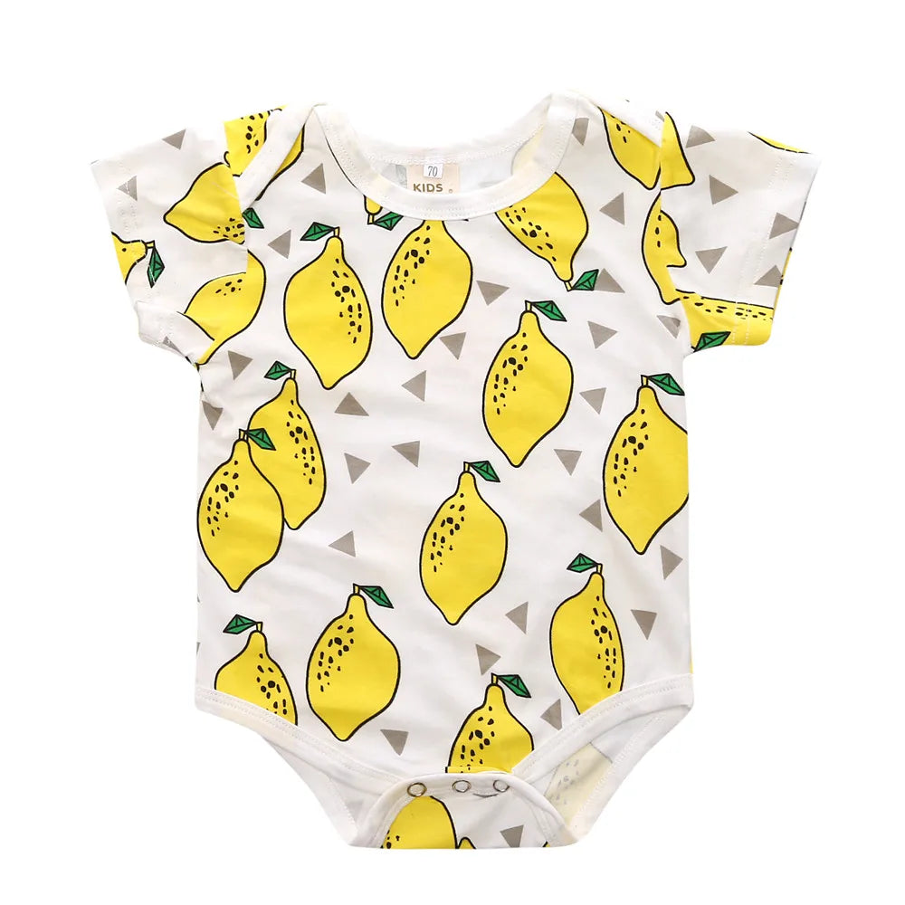 Adorable baby vampire costume jumpsuit with lemon print for playful little ones