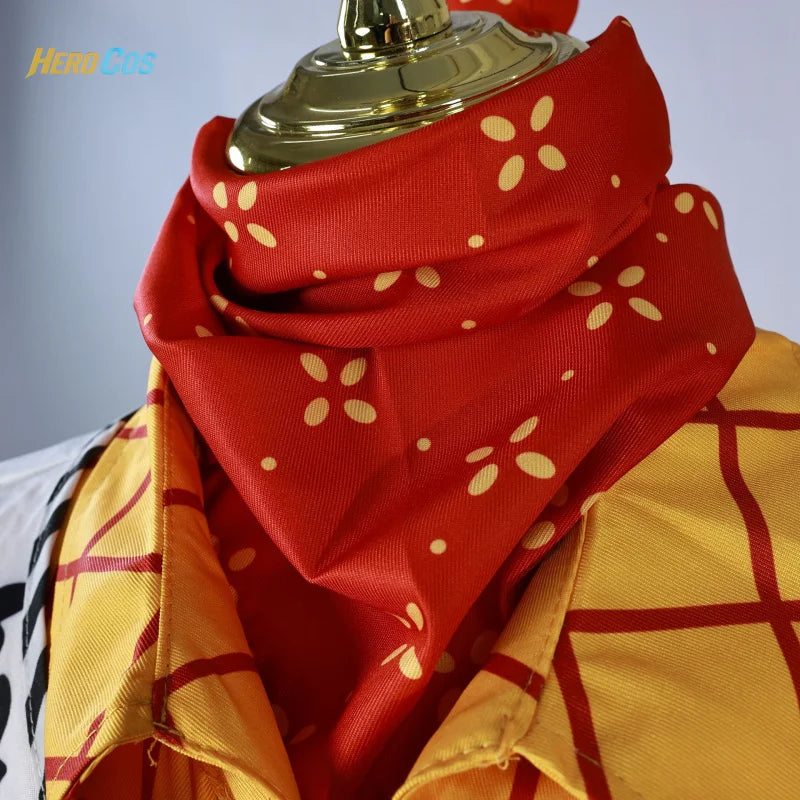 Red bandana with yellow flower print part of Woody and Jessie cosplay costumes from Zoomies & Co