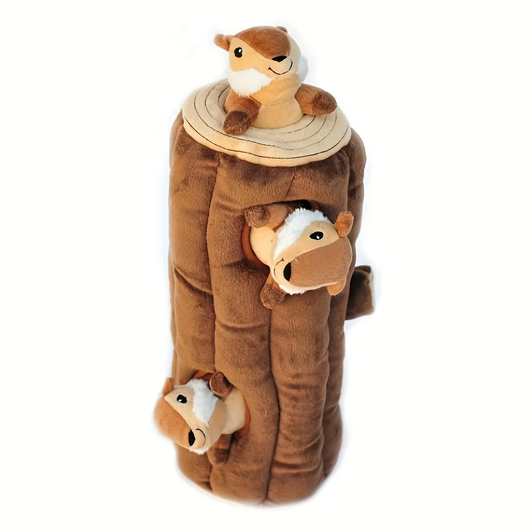 Hide-n-Seek Squirrel Plush Dog Toy with soft interactive design for hours of fun for dogs
