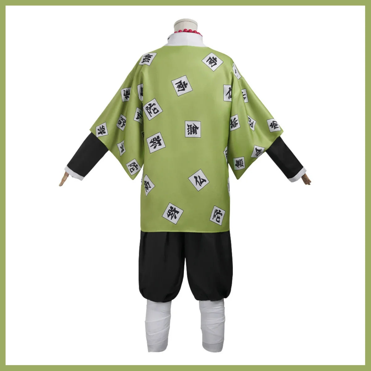 Himejima Gyomei cosplay costume featuring green and black design with decorative patterns on the back