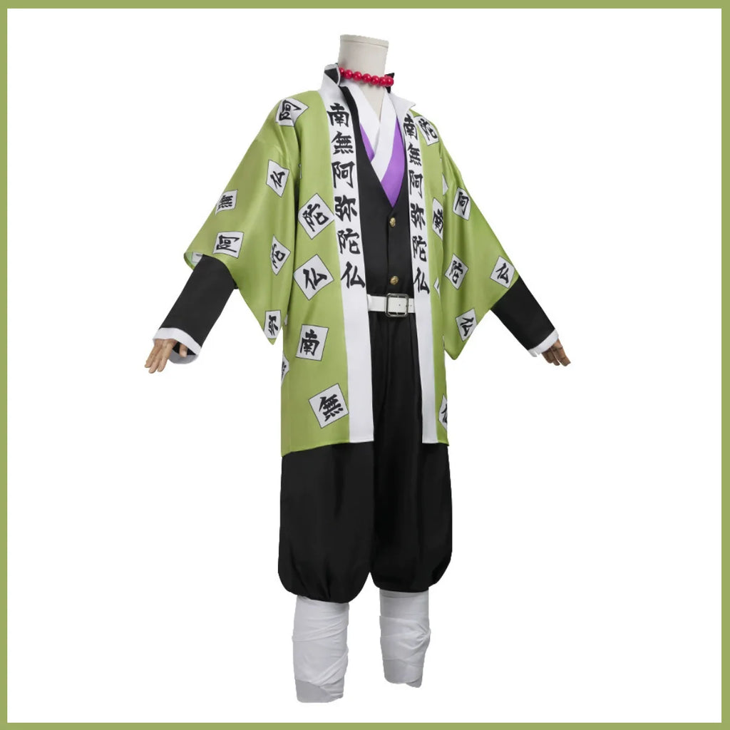 Himejima Gyomei cosplay costume featuring a green and black design with traditional patterns for anime fans