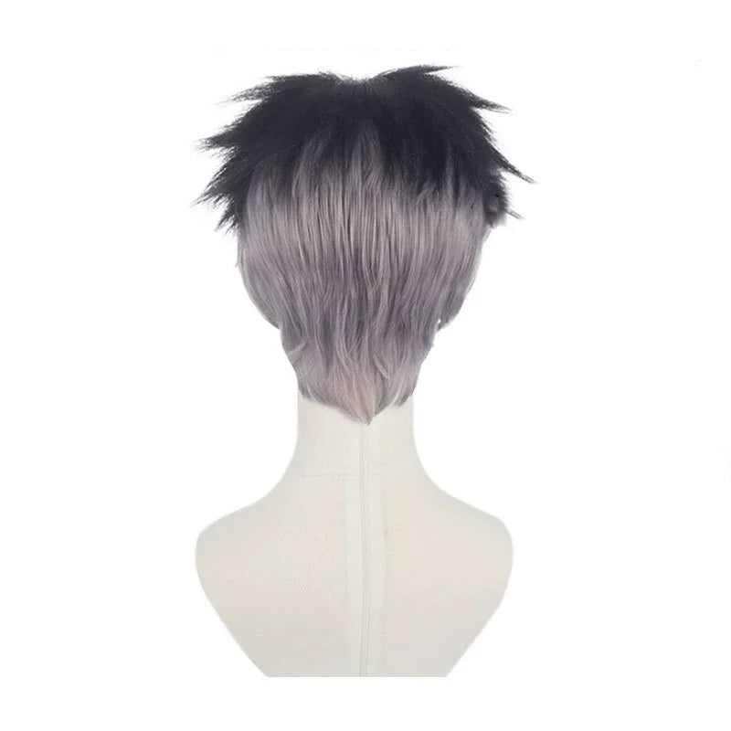Himejima Gyomei cosplay costume wig in black and gray with a stylish spiky design